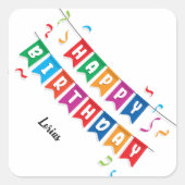 "Happy BirthDay" met aangepaste Jouw naam minima Vierkante Sticker (Voorkant)