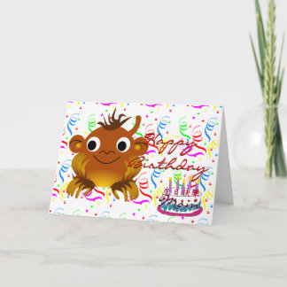 Happy Birthday met aap Cartoon en Chinees woord Kaart