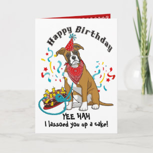 Happy Birthday met Boxer in Red Bandana Kaart