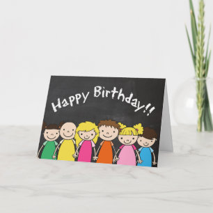  Happy Birthday met ChalkboardKinderen Kaart