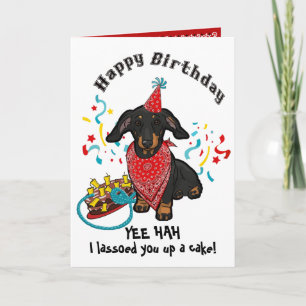 Happy Birthday met Dachshund Dog in Red Bandana Kaart
