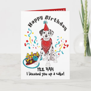 Happy Birthday met Dalmatian Dog in Red Bandana Kaart