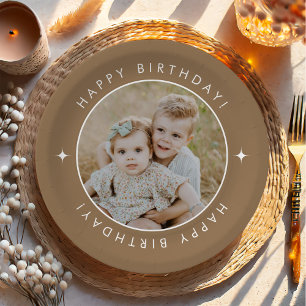 Happy Birthday met foto Papieren Bordje