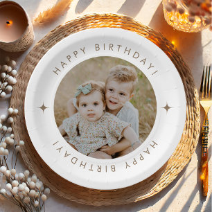Happy Birthday met foto Papieren Bordje