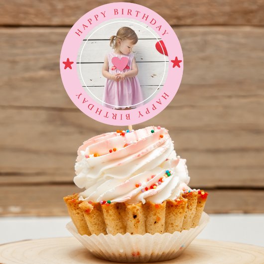 Happy Birthday met foto Ronde Sticker