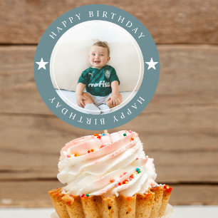 Happy Birthday met foto Ronde Sticker