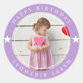Happy Birthday met foto Ronde Sticker (Voorkant)