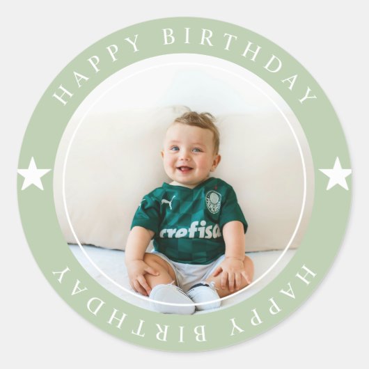 Happy Birthday met foto Ronde Sticker (Voorkant)