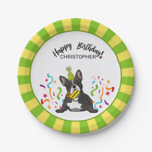 Happy Birthday met Franse Bull Dog Party Papieren Bordje