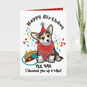 Happy Birthday met je Corgi Dog in Red Bandana Kaart