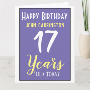 Happy Birthday met naam en 17-jarige Kaart