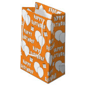 Happy Birthday met Oranje achtergrond van ballonne Klein Cadeauzakje (Achterkant Gekanteld)
