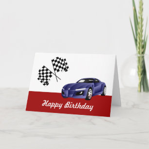 Happy Birthday met racewagen Kaart