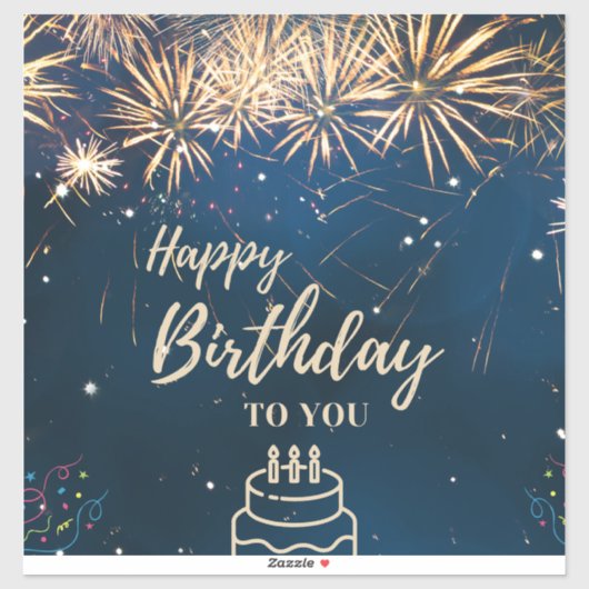 Happy Birthday met sparkles en blauwe ster backgro Sticker (Vel)