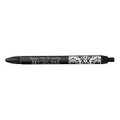 Happy Birthday met Trendy Black en White Damask Zwarte Inkt Pen (Voorkant)