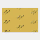 Happy Birthday Metallic Gold Wrapping Paper Sheets (Voorkant 3)