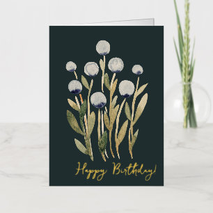 Happy Birthday minimale waterverf bloemen Folie Feestdagenkaart