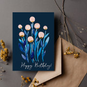 Happy Birthday minimale waterverf bloemen Kaart