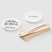 Happy Birthday-minimalistische typografie Handwaaier (Niet-gemonteerd)