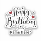 Happy Birthday-minimalistische typografie Sticker (Voorkant)