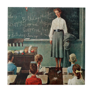 Happy Birthday, Miss Jones van Norman Rockwell Tegeltje