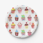 Happy Birthday Mixed Cupcakes Papieren Bordje (Voorkant)