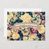 Happy Birthday Mixed Flowers Briefkaart (Voorkant / Achterkant)
