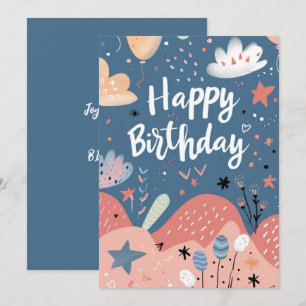 Happy Birthday Modern Abstracte roze witte zalm