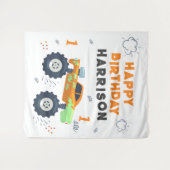 Happy Birthday Modern Monster Car Trucks Name Wandkleed (Voorkant (horizontaal))
