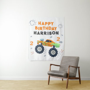 Happy Birthday Modern Monster Car Trucks Name Wandkleed