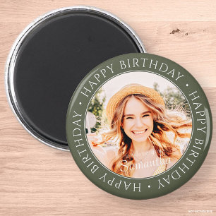 Happy Birthday Modern Simple Custom Photo Magneet