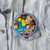 Happy Birthday Modern Simple Star Foto Ronde Button 4,0 Cm (In situ)