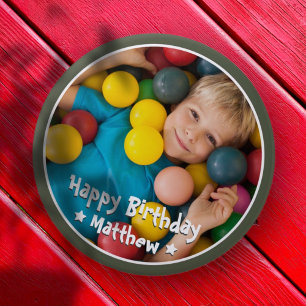 Happy Birthday Modern Simple Star Foto Ronde Button 4,0 Cm