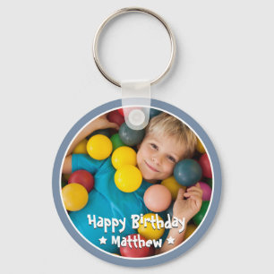 Happy Birthday Modern Simple Star Foto Sleutelhanger