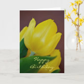 Happy Birthday Modern Yellow Tulip Flower Kaart (Gele Bloem)