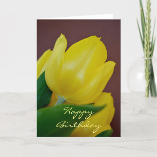 Happy Birthday Modern Yellow Tulip Flower Kaart
