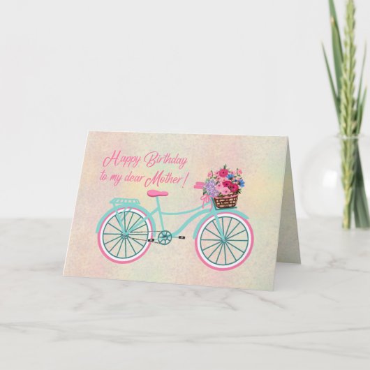 Happy Birthday Moeder  Fietsbloemen Kaart (Voorkant)