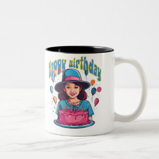 Happy Birthday Mok ontwerp voor meisjes