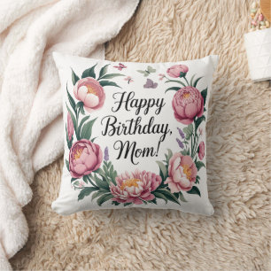 Happy Birthday Mom Bloemenontwerp Kussen
