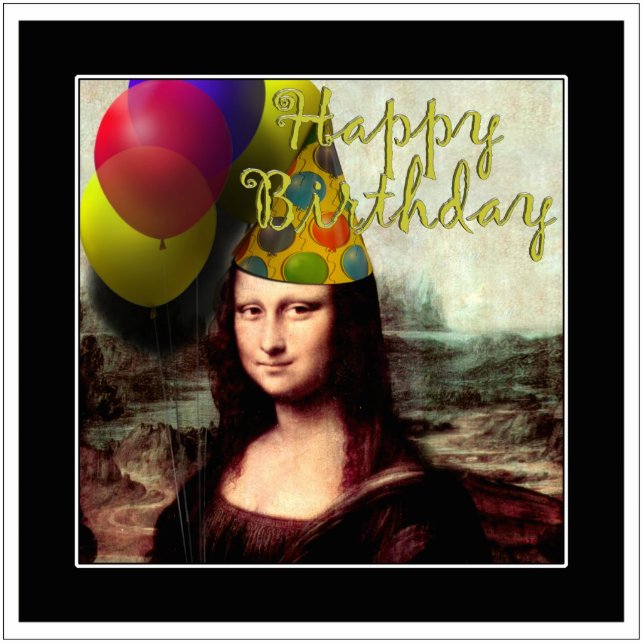 Happy Birthday Mona Lisa Staand Fotobeeldje (Voorkant)