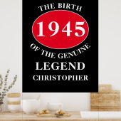 Happy Birthday Monogram Naam toevoegen Jaar Rood Z Poster (Keuken)