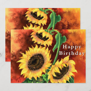 Happy Birthday - Mooie drie zonnebloemen -