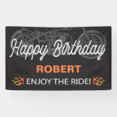 Happy Birthday Motorcycle afbeelding voor fietsban Spandoek (Horizontaal)