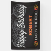 Happy Birthday Motorcycle afbeelding voor fietsban Spandoek (Verticaal)