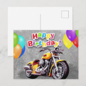 Happy birthday! motorrijder briefkaart (Voorkant / Achterkant)