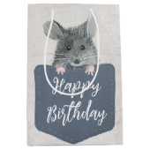 Happy Birthday Mouse in Pocket Medium Cadeauzakje (Voorkant)