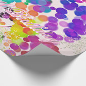 Happy Birthday Naam Multicolor Abstract Bokeh Cadeaupapier (Hoek)