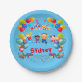 Happy Birthday Naam Party Papier Bord 7 inch (Voorkant)