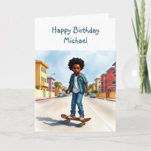 Happy Birthday (naam toevoegen) Jongen op de fie Kaart