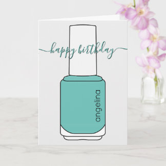 Happy Birthday Nail poolse kunst blauwgroen Kaart